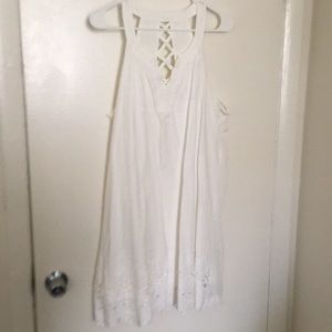 White embroidered sleeveless dress